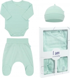 Set pentru nou-născut din 3 piese NEW BABY I AM, mentă, măr. 62 (3–6 luni)
