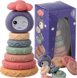 Cuburi de construcție moi senzoriale pentru bebeluși, turn MONTESSORI, 8 piese