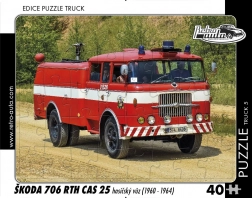 Puzzle Retro auto Škoda 706 RTH CAS 25 mașină de pompieri 40 piese