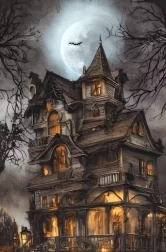 Pictură cu diamante casă bântuită 30 × 40 cm