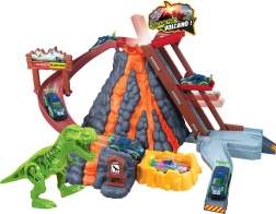 pistă auto vulcan cu mașină care își schimbă culoarea