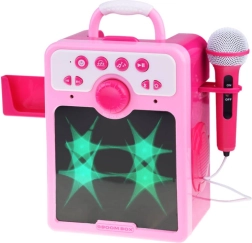 Boombox roz bombon pentru copii cu microfon