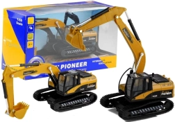 Jucărie excavator pe șenile cu mecanism de fricțiune, lumini și sunete 1:50