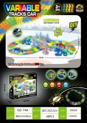Pistă auto de curse LUMINOASĂ VARIABLE, 165 piese
