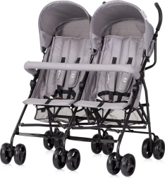 cărucior pentru gemeni Chipolino Double Point Blackberry – umbrelă tip golf ușoară
