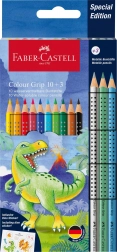 Creioane colorate Faber-Castell Colour Grip Dinosaurus 10+3