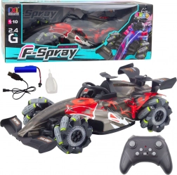 Mașină RC de curse 1:10 cu lumini LED, abur de apă și 2,4 GHz – roșie