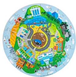 Puzzle rotund din lemn Reciclare – BIGJIGS TOYS