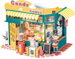 ROBOTIME ROLIFE cofetăria CANDY HOUSE – căsuță miniaturală 3D DIY cu iluminare LED