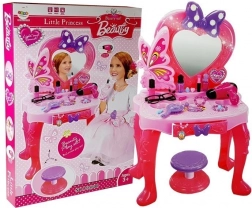 Măsuță de toaletă pentru copii cu oglindă inimă și accesorii