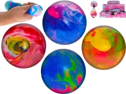 Minge antistres din material extensibil cu efect marmorat, 7 cm – bilă de strâns pentru copii și adulți