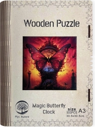 Puzzle din lemn Imagine cu fluturi magici de ceas