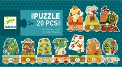 Puzzle Djeco tren cu animale și numere, 20 piese