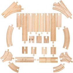BIGJIGS RAIL șine din lemn, set de 25 piese