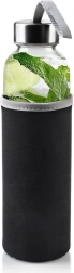 Sticlă de apă din sticlă cu husă din neopren 490 ml neagră