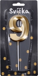 Lumânare de petrecere aurie - numărul 9