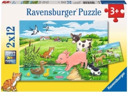 Puzzle Ravensburger Pui de animale 2×12 piese