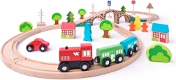 Set de cale ferată din lemn Woody în formă de opt, cu 40 de piese