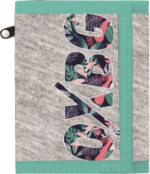 Portofel textil OXY Grey Tropical cu închidere cu arici