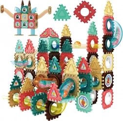 Seturi de construcție magnetice 3D WOOPIE – pistă cu bile, 128 de piese