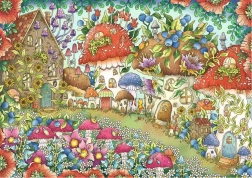 Puzzle RAVENSBURGER căsuțe drăgălașe din ciuperci pe o pajiște cu flori 1000 piese