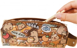 Penar școlar mic transparent Capibara 19cm