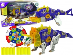 Jucărie robotizată Dinobots cu Triceratops violet și țintă