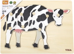 Puzzle Montessori din lemn – vacă VIGA