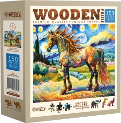 Puzzle din lemn cal modern 150 piese WOODEN CITY