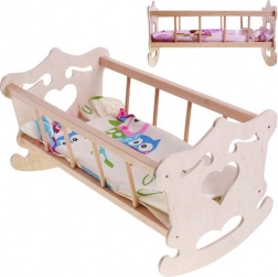 Leagăn din lemn pentru păpuși 50 cm + lenjerie ZA2021