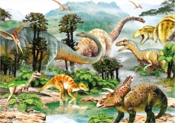 dino puzzle viața dinozaurilor 100 piese XL