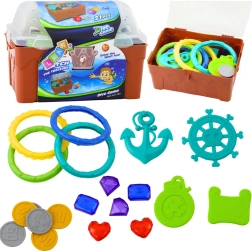 Cufăr cu comori DIVE GAME – set de scufundare în apă, 21 piese