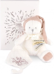 Set cadou doudou ursuleț roz cu prindere pentru suzetă și păturică 20 cm