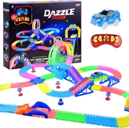 Pistă auto fluorescentă de curse cu telecomandă și efecte luminoase 6,56 m