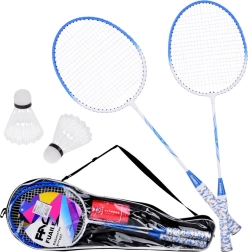 Set complet pentru badminton: Rachete + 2 fluturași cu husa