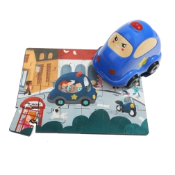 TOP BRIGHT puzzle din lemn cu jucărie – mașină de poliție, 24 de piese