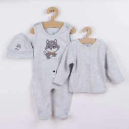 Set pentru copii din 3 piese Koala Doggy din bumbac, gri, măr. 80