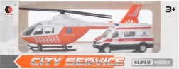 Ambulanță și elicopter din metal pentru copii