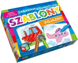 Șabloane vehicule cu creioane colorate, set