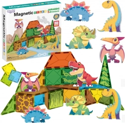 Set magnetic de construcție 7,5 cm dinozauri 30 piese WOOPIE