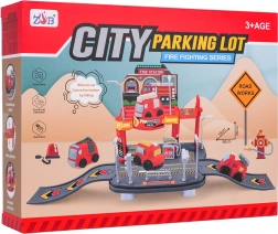 Garaj de pompieri cu mașinuță moale – parcare pe două niveluri pentru copii