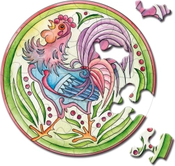Curiosi puzzle rotund Picoli cocoș 33 piese