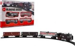 Trenuleț din plastic cu lumină și sunet, pe baterii, cu șine 104 × 68 cm