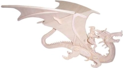 Puzzle 3D din lemn Woodcraft – dragon și cavaler