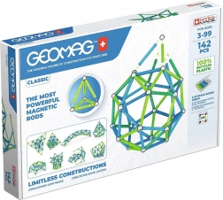 Set de construcție magnetic Geomag Classic Recycled, 142 piese – albastru și verde