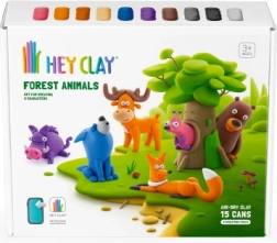 Modelină HEY CLAY – animăluțe din pădure, 15 recipiente, pastă auto-întăritoare 3+