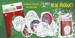 Set de 12 ornamente de Crăciun din carton pentru colorat pentru copii MONUMI
