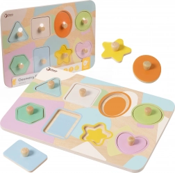 Puzzle geometric din lemn pentru copii