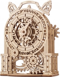 Ugears puzzle mecanic 3D din lemn – ceas deșteptător decorativ