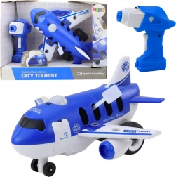 Set de construcție avion cu șuruburi cu telecomandă RC și șurubelniță electrică 2în1 – albastru